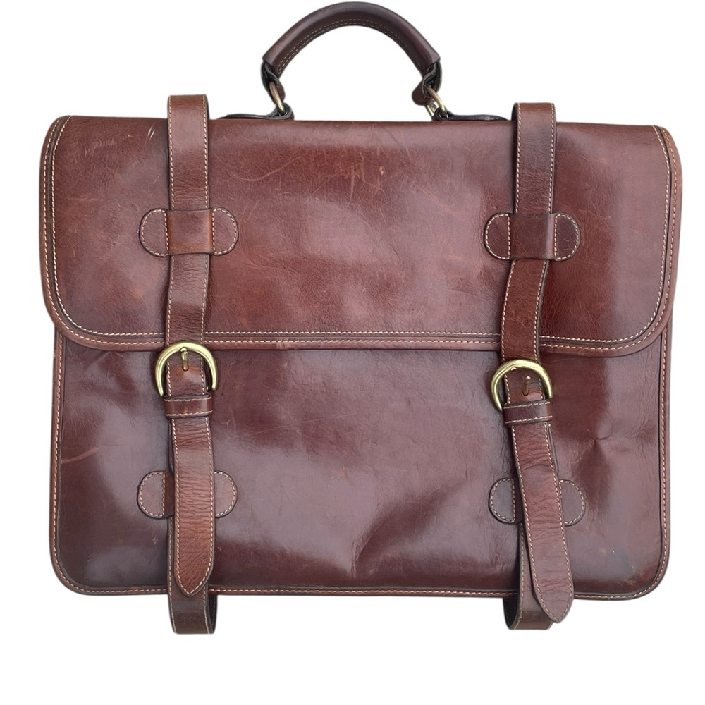 VTG Henry Louis Leather Briefcase, Snap‎ Closure, Missing Strap, EUC